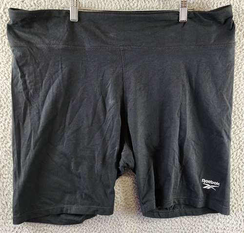 Reebok Plus Size Identity Logo Bike Shorts Women 3X Black Elastic Waist Pulls On - Picture 2 of 16
