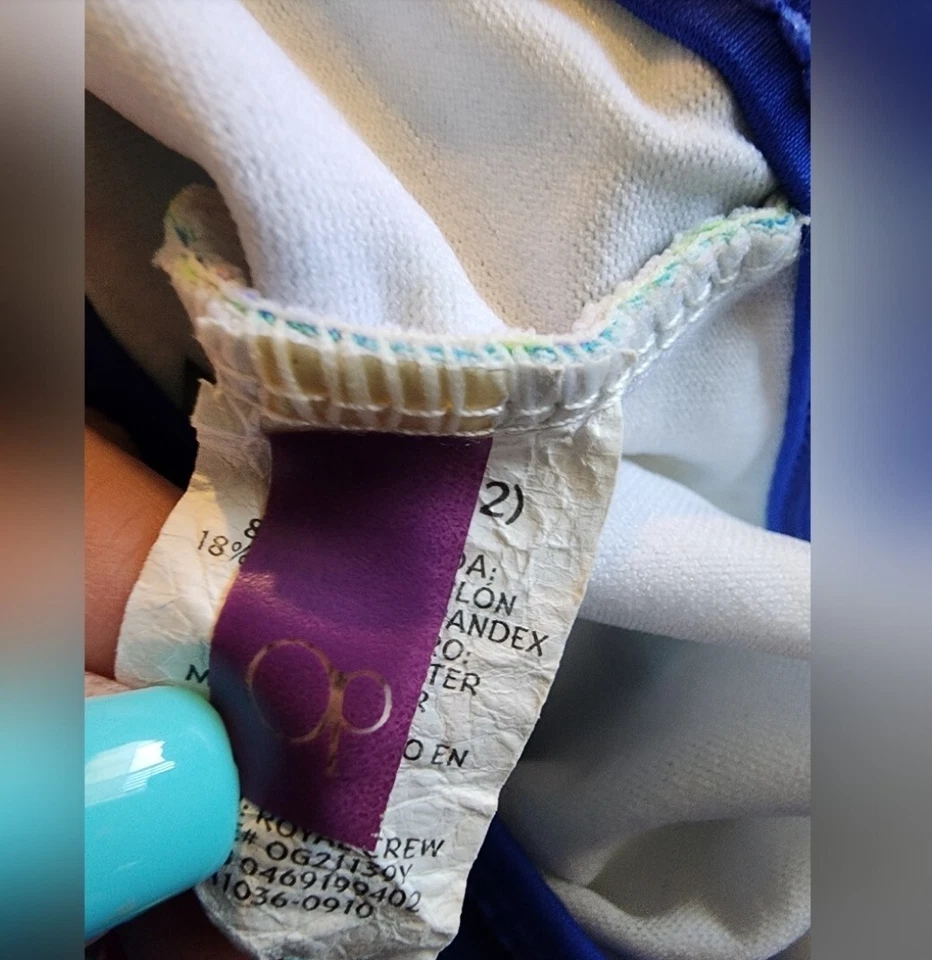 OP Traje de Baño Niña Grande 10-12 Una Pieza Azul Verde Paz Mariposa Playa B672 Foto 3 de 4