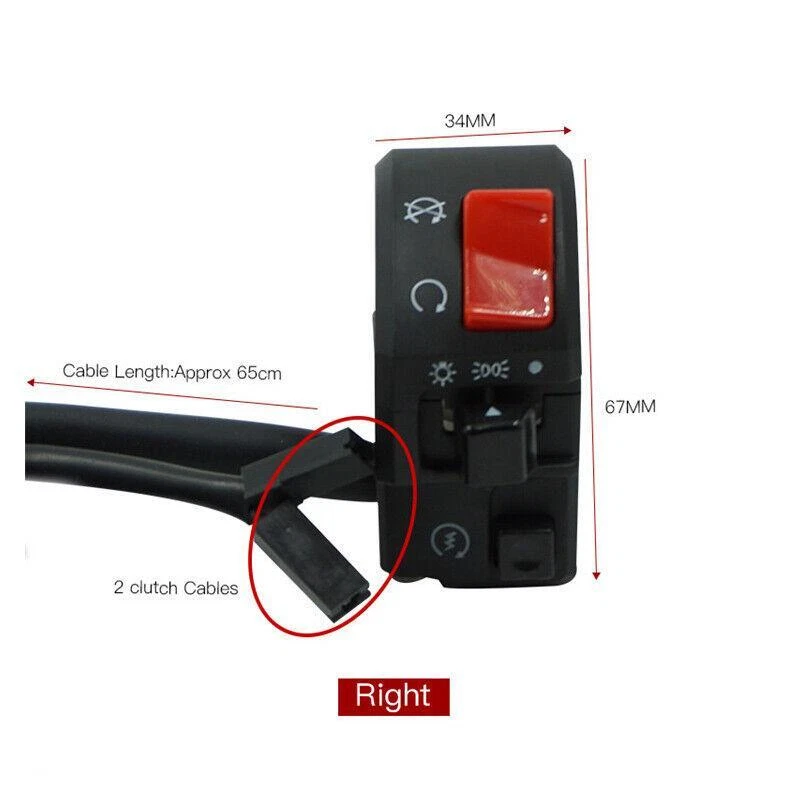 Left Right for Horn Turn Signal 7/8" 22mm Motorcycle Handlebar Controll Switches - Изображение 4 из 4