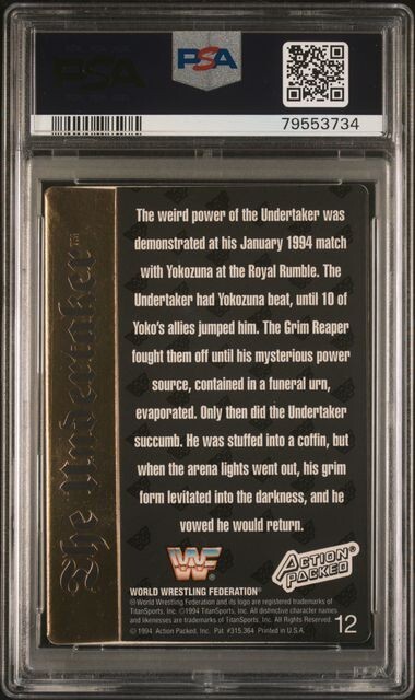 1994 Action Packed WWF #12 Undertaker - PSA 7 - Low Pop - Picture 2 of 2