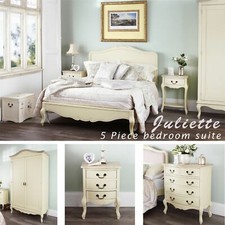Ivory bedroom furniture 5 piece set. Bedroom suite, 5FT king bed wardrobe chest