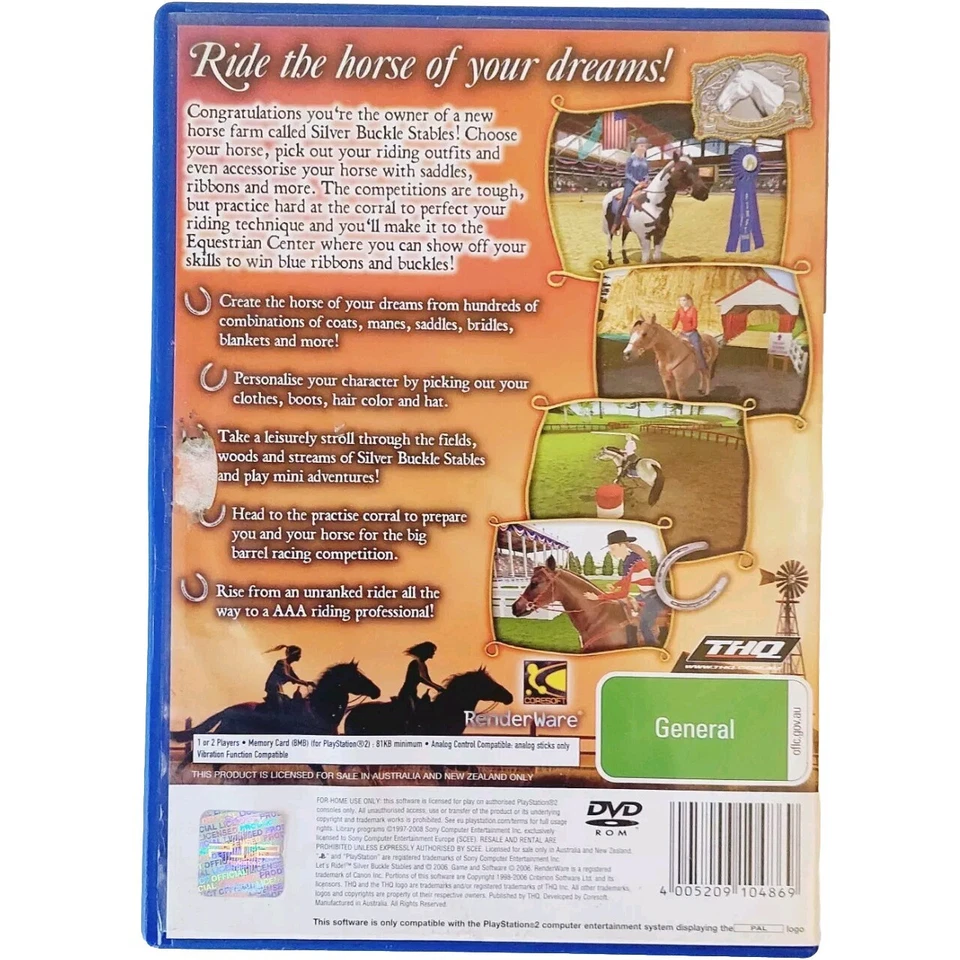 Lets Ride Silver Buckle Stables PLAYSTATION 2 Sony PS2 Complete Aus Seller - Image 2 of 4