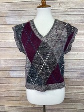 Vintage Jeanne Pierre Renee Tener Large Short Sleeve Sweater Wool Silk V Neck