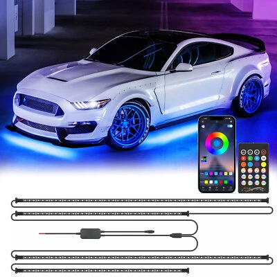MICTUNING RGB LED Lights Wireless Underbody Car Exterior Atmosphere Strips Neon Lights Kit
