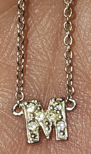 STERLING SILVER MINI INITIAL M ROLO CHAIN NECKLACE 16"