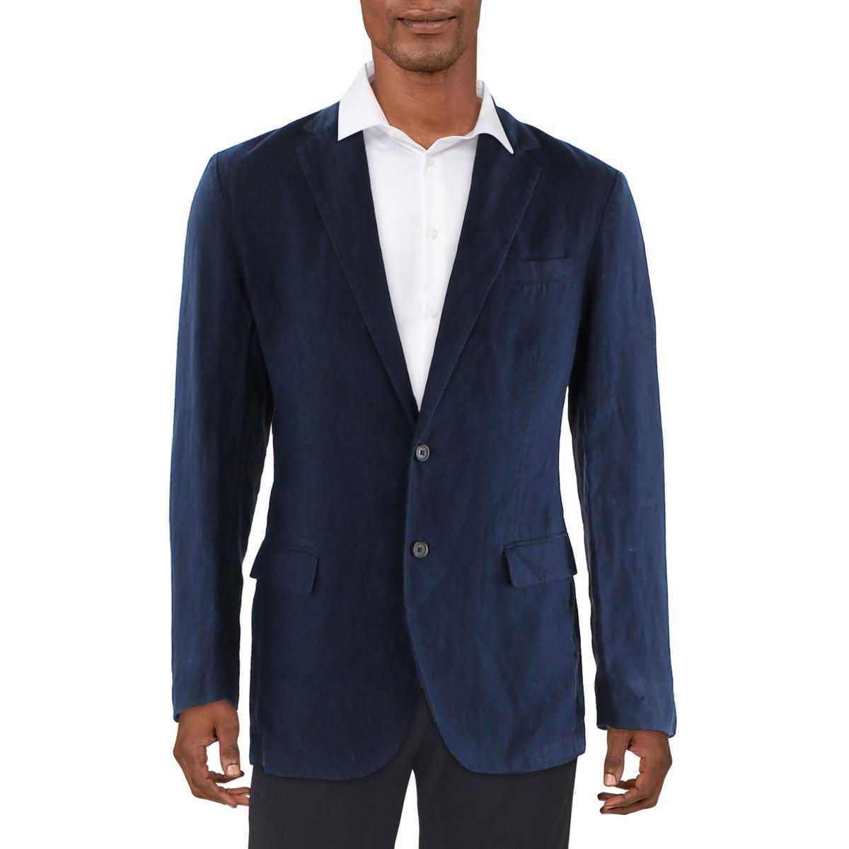 Мужской темно-синий льняной блейзер Polo Ralph Lauren в деловом стиле на двух пуговицах L BHFO 2488 18490₽