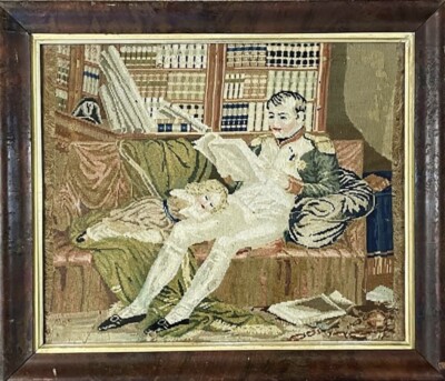 Amazing Needlepoint Napoleon  in His Study English Antique