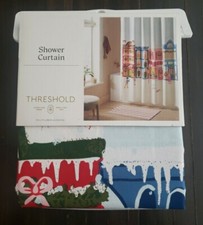 Threshold Shower Curtain Winter City Scene Christmas Holiday Snow 72" X 72" NEW
