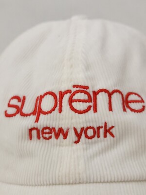 FW21 Supreme GORETEX corduroy Classic Logo 6-panel White water