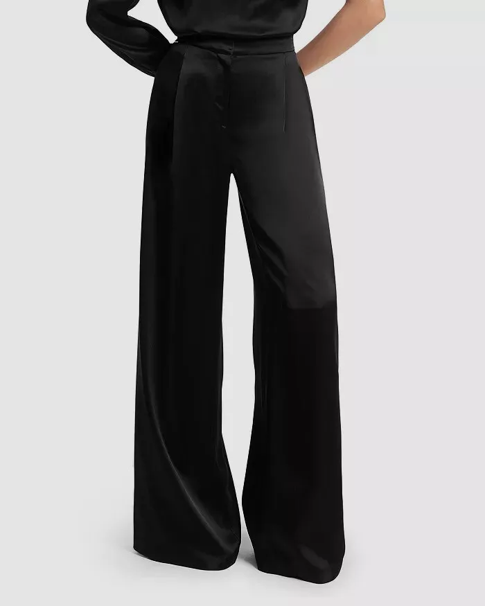 $225 Michael Kors Women's Black Wide Leg Pants Size 14