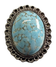 Vintage Mexico sterling silver turquoise ring size 8 signed