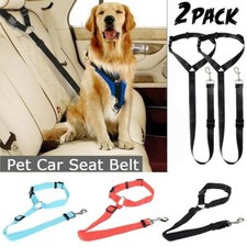 2 Pc SEATBELT LEASH Dog Pet Car Safety Belt Harness Collar Restraint Adjustable