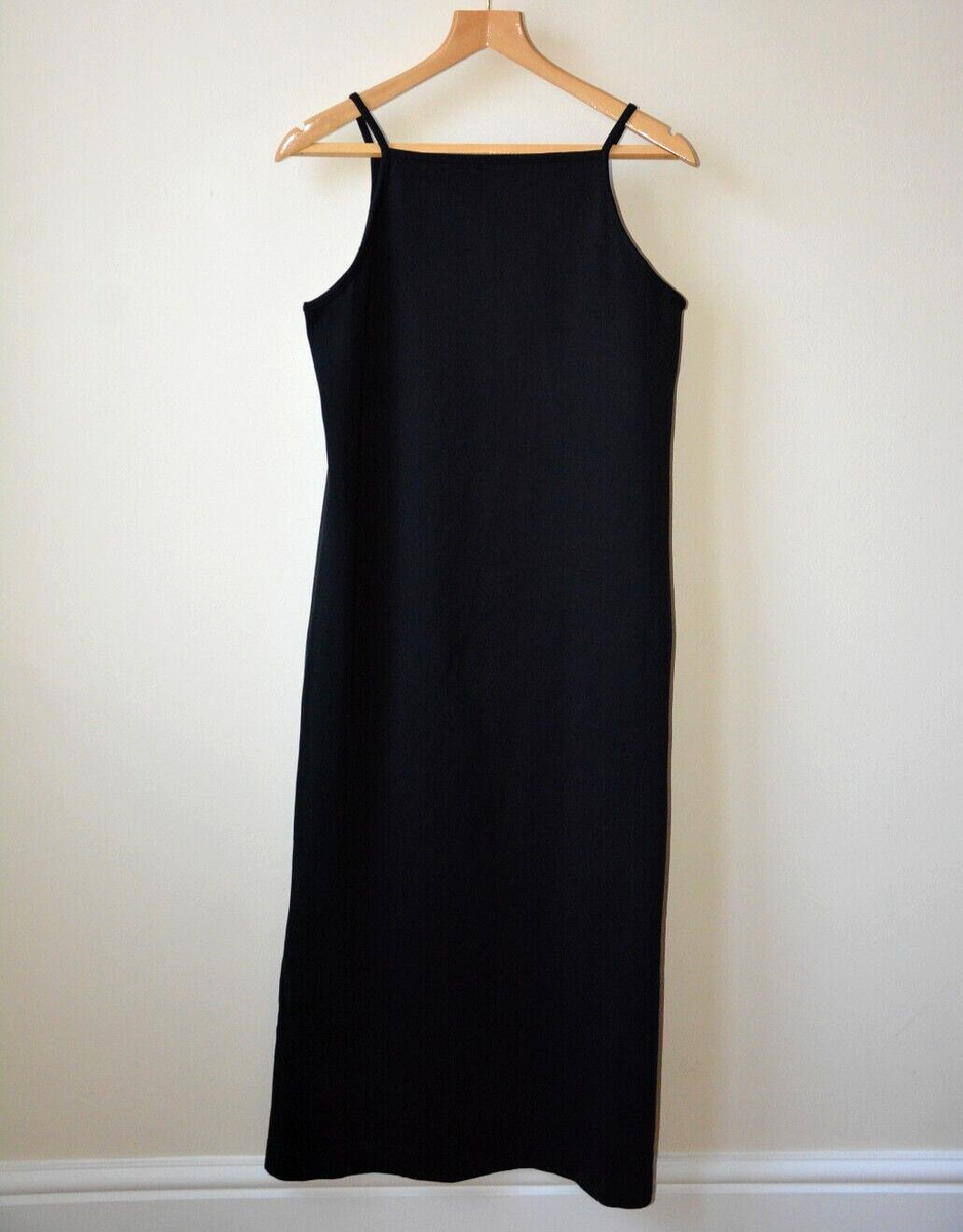 EX AUTOGRAPH BLACK HIGH SQUARE NECK SLEEVELESS STRETCH MIDI DRESS SIZE 6  LEFT