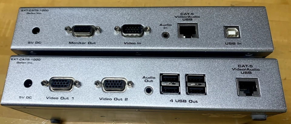 Gefen CAT5 KVM Extender VGA & Audio EXT-CAT5-1000 USB Sender & Receiver TESTED - Image 2 of 3