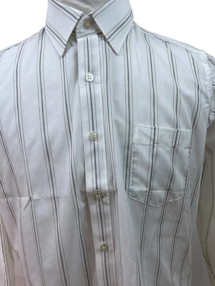 Рубашка на пуговицах мужская Botany 500 белая и серая в полоску - Изображение 4 из 4