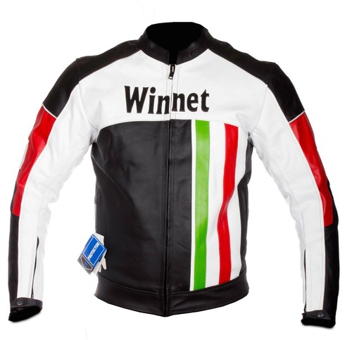 Giacca giubbotto da per moto di in pelle colori livrea italia con protezioni  CE | eBay