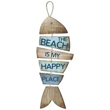 Qunclay Beach Wall Decor Wooden Beach Decorations for Home Coastal Fish Sign ...