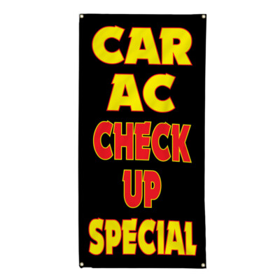 Vertical Vinyl Banner Multiple Sizes Car Ac Check up Special Business Yellow