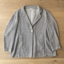 Eileen Fisher Chunky Knit Cotton Coat Womens Xl Grey Jumper Sweater Coatigan