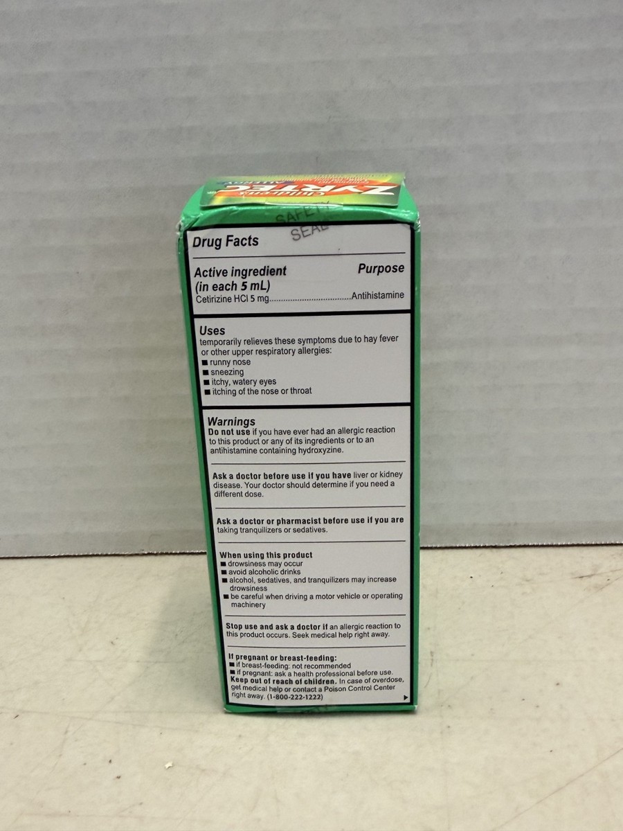 ぷしゅ　10ML Children's Zyrtec Allergy Bubble Gum Syrup 4fl Oz EA for sale