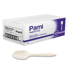 PAMI Bulk Plastic Spoons 1000 Count Disposable Medium Weight Sturdy Cutlery f...