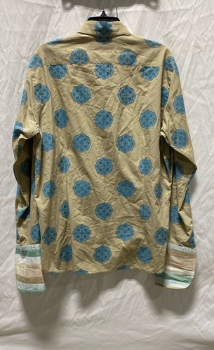 Ted Baker Mens Tan Blue Cotton Printed Long Sleeve Button-Up Shirt Size 17 - Bild 2 von 4