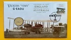 2019 Australia PNC Vickers Vimy G-EAOU England to Australia UNC $1 Coin & Stamp