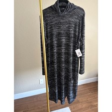 Kensie NWT Women XL Space Dye Cowl Neck Midi Sweater Dress Minimalist Capsule
