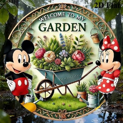 Blechschild rund Welcome to my Garden Garten Vintage Metallschild TEL5332