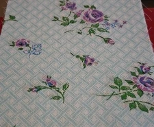 40 Vintage Cotton Squares 6"×6"  Blue With Purple Flowers Quilting Crafts ...