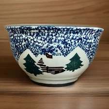 Tienshan Folkcraft Cabin in the Snow Lrg 10 3/4" X 6'' mixing serving Bowl NICE