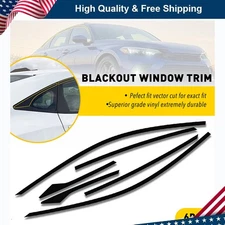 Chrome Delete Overlay Blackout Fit 2016-21 Honda Civic Sedan Trim Window black