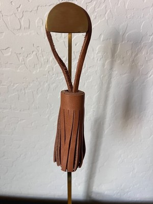 KMM & Co Brown Leather Tassle Bag Charm 9'' Purse Charm