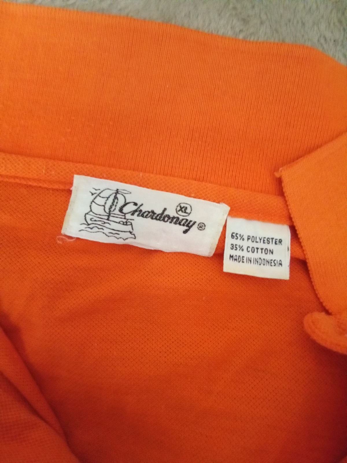 Mens Orange Chardonay Polo Shirt with Caterpillar Embroidery Size Xl image 4