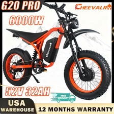 6000W Electric Dirt Bike 52V 32AH E-Bike Cheevalry Off-road E-Motobike Adults US