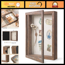 8x10 Shadow Box Frame with Linen Back - Rustic Memory Display Case for Flowers,