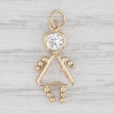 Cubic Zirconia Glass May Birthstone Girl Pendant 14k Yellow Gold Charm