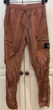 NWT STONE ISLAND SS22 ECONYL NYLON METAL CARGO PANTS RUST COPPER ORANGE - W 32