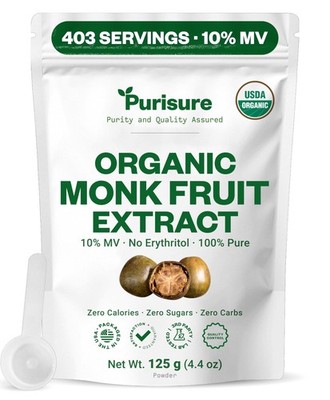 Organic Monk Fruit Extract , 125g (4.41oz), No Fillers Pure Organic Monk Frui...