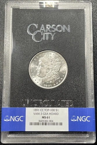 1891 CC GSA Morgan Silver Dollar NGC MS61 VAM-3 Spitting Eagle No COA