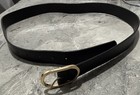 Black Faux Leather Waist Belt Gold Tone Buckle Women’s