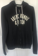 Abercrombie Fitch Hoodie Womens Medium Full Zip Spell Out Sweatshirt Jacket EUC