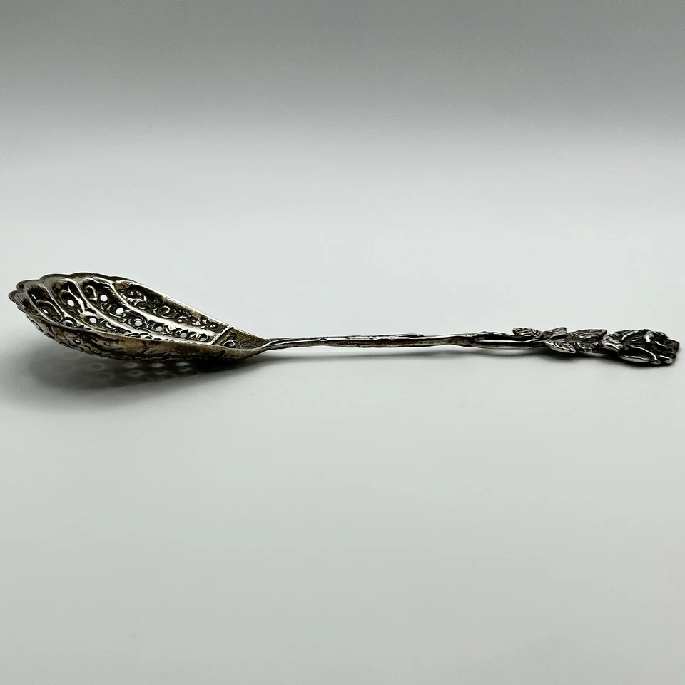 Cuchara para servir festoneada de plata alemana Christoph Bach Hildesheim Rose 835 CB Foto 3 de 4