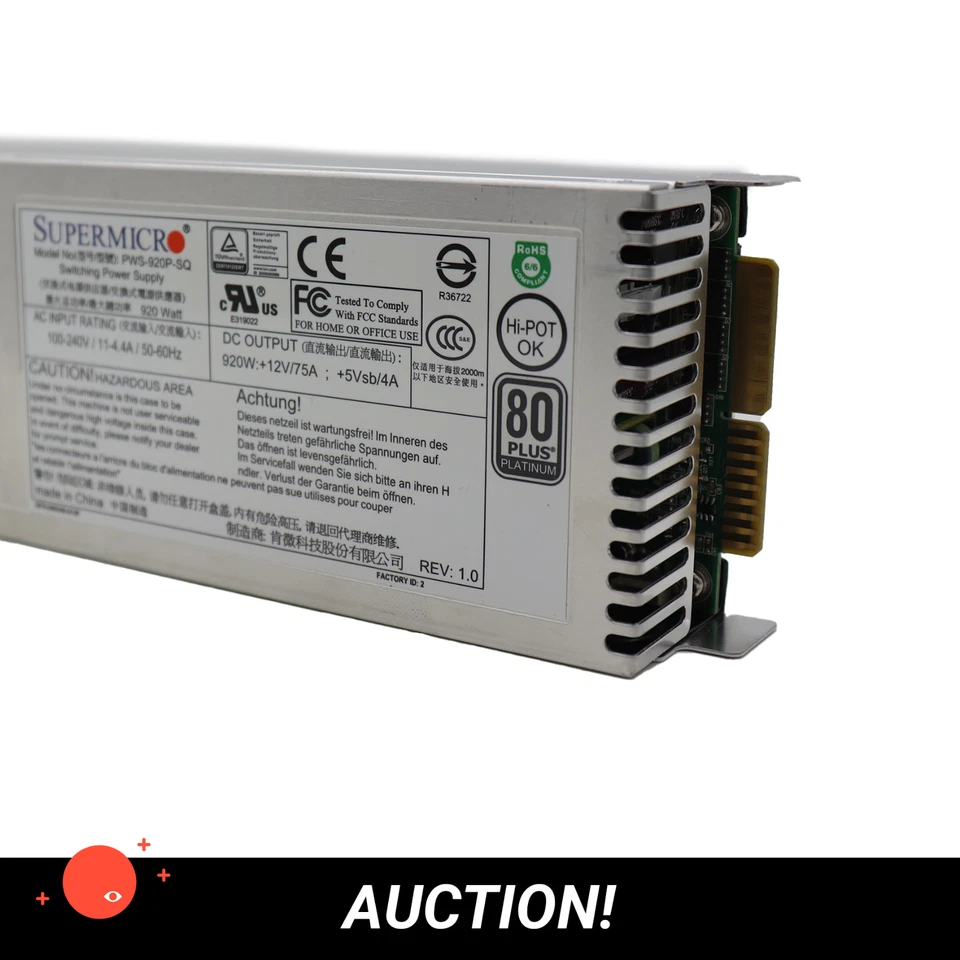 4x Supermicro PWS-920P-SQ 80Plus Platinum power supply 920 Watt - Bild 4 von 4