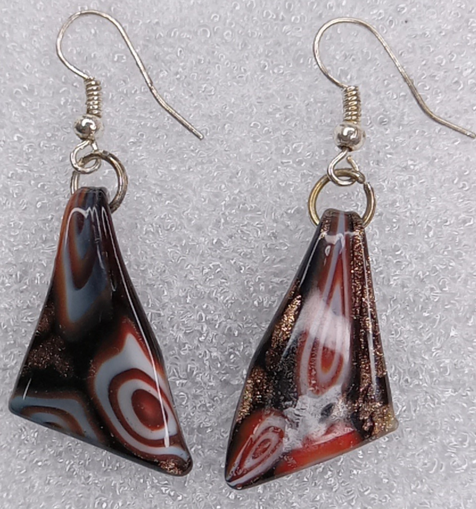 Abstract Glass Dangle Multicolor Drop Pierced Ear… - image 9