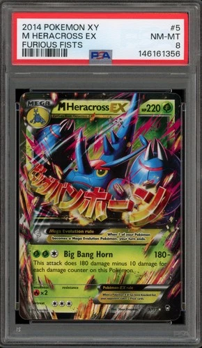 Pokemon M Heracross EX XY Furious Fists Holo Rare #5 PSA 8