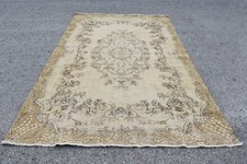 Vintage Turkish Rug, 6,4x9,9 ft Rug, Beige La...