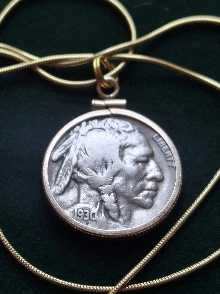 1930 S American Buffalo Nickel Pendant 100% Gold Filled Sterling W Box & Coa - Image 2 of 4