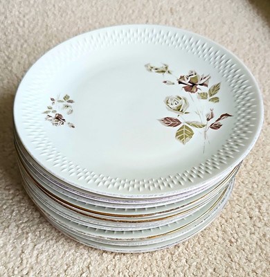 10 Edelstein Bavaria Porzellan-Kuchen-Teller Blumenmotiv Made in Germany