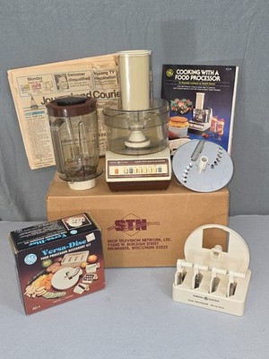 Vintage GE Food Processor Blender Combo Pristine 1980 Timepiece Lot STN Box